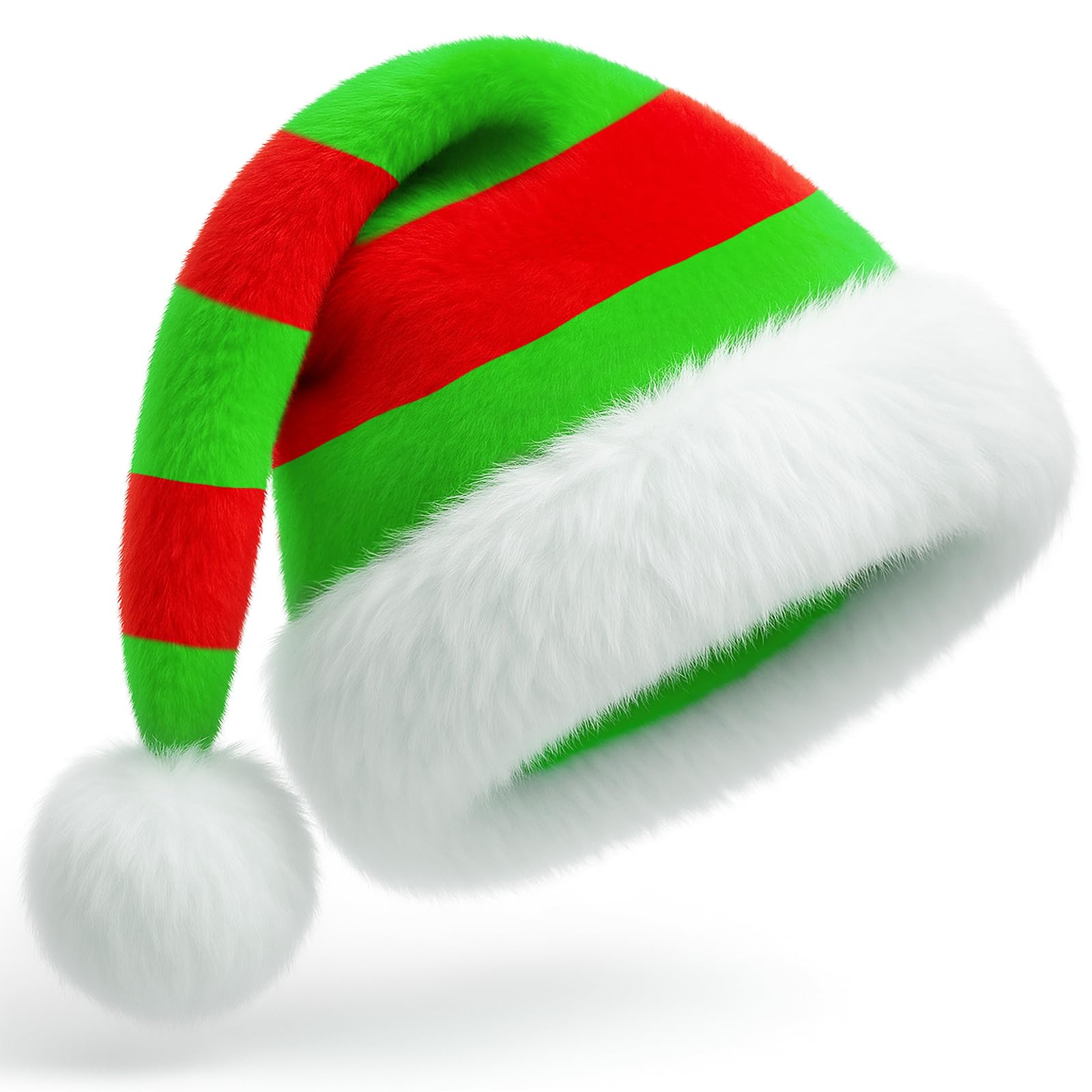 TLarder Santa Hats for Adults: Christmas Hats Adult Luxury Velvet Holiday Hat - Plush Xmas Santa Claus Outfit Hat for New Year Festive Party Gifts (Adult-Red/Green)