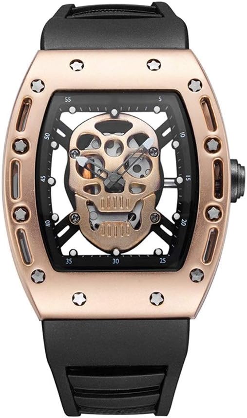 CNWATH Men's Quartz Watch Hollow with Stainless-Steel Strap Watch Carbon Fiber Men's Watch Waterproof Sports Casual Multi-Function Watch
