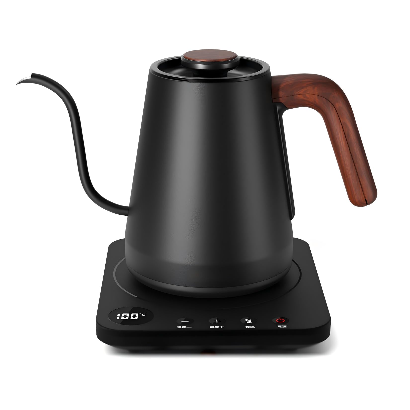 電気ケトル コーヒー HAGOOGI (ハゴオギ) ドリップケトル 1.0L 1200W コーヒーポット 温度調節 (1℃単位)/保温機能/空焚き防止/通知音オン・オフ/PSE認証済み 細口 紅茶 お茶 クリスマス 新年 プレゼント用 ドリップ ポット 木目調 キッチン用品 ブラック商品画像