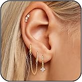 YOVORO 14K Gold Cartilage Earrings Set for Women Dainty Huggie Hoop Earrings Gold Small Hoop Stud Earrings for Multiple Piercing Hypoallergenic CZ Earrings Set