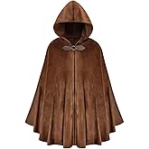JIURUN 2025 NEW Halloween Costume Renaissance Cloak with Hood, Medieval Hobbit Hooded Velvet Cloak Cosplay Cape for Men Women