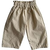 Kids Elastic Striped Harem Trousers Unisex Baby Boys Girls Casual Cotton Linen Loose Long Baggy Pants Toddler Clothes