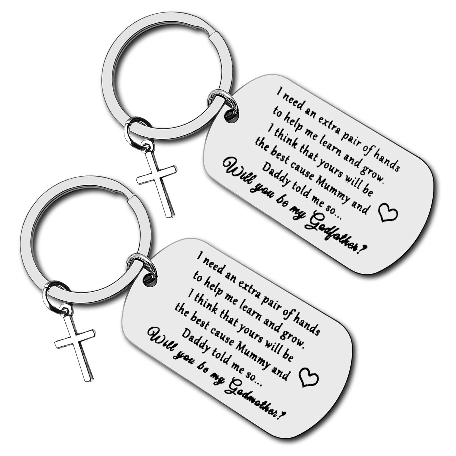 Godparent Gifts from Godchild Will You Be My Godmother/Godfather Keyring Set Christening Gift Godmother Godfather Proposal Gift Godparents Announcement Gift Baptism Keychain First Communion Gift