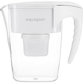 Aquagear Water Filter Pitcher &ndash; Lead, Chlorine, PFOA/PFOS, Microplastics Filter, 10 Cup, 120 Gallon Filter Life - Filter Media Made in USA
