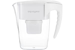 Aquagear Water Filter Pitcher – Lead, Chlorine, PFOA/PFOS, Microplastics Filter, 10 Cup, 120 Gallon Filter Life - Filter Media Made in USA