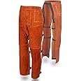QeeLink Welding Pants - Heat & Flame Resistant Split Leather Safety Leg Protection for Men and Women, Adjustable M to XXXL