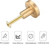Yibaijia 6 Pcs Gold Brass Round Cabinet Knobs 20mmx25mm with Screws view 3