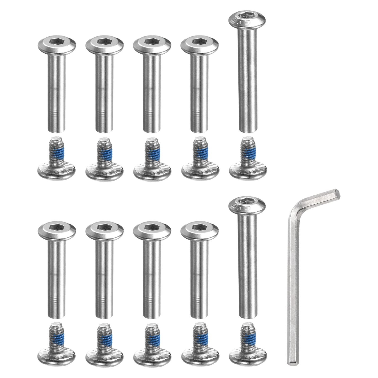 PATIKIL Inline Skate Axle Screw Replacement, 1 Set Roller Wheel Repair Kit Accessories with Shaft Wrench, Silver