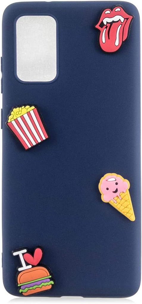 EarthNanLiuPowerTu Samsung Galaxy A51 Case Flexible Liquid Silicone Gel Rubber Slim Thin Protective Cover Bumper Shockproof, Popcorn Relief Ornaments Fashion Solid Colour - Dark Blue
