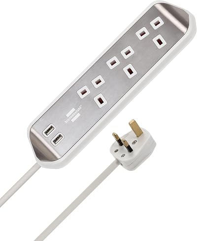 Brennenstuhl estilo Corner Extension Lead 3-way USB 2x Opel