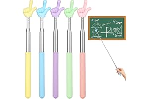 Suppeak 5 Pcs Telescopic Teachers Finger Pointer, Mini Extendable Hand Pointer Finger Pointer Stick for Classroom with Color 