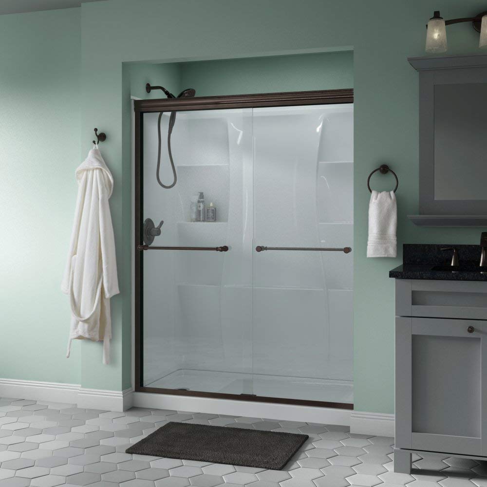 Photo 1 of Delta Shower Doors SD3172323 Windemere Semi-Frameless Traditional Sliding Shower Door 60in.x70in, Bronze Track