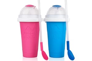 FUROLD Slushie Maker Cup,DIY Slushies Cup Frozen Magic Squeeze Cup Slush Cup Smoothies Double Layers, Homemade Slushie Machine with Straw and Spoon, Ice Cream Maker Cool Stuff Birthday Gifts for Kids