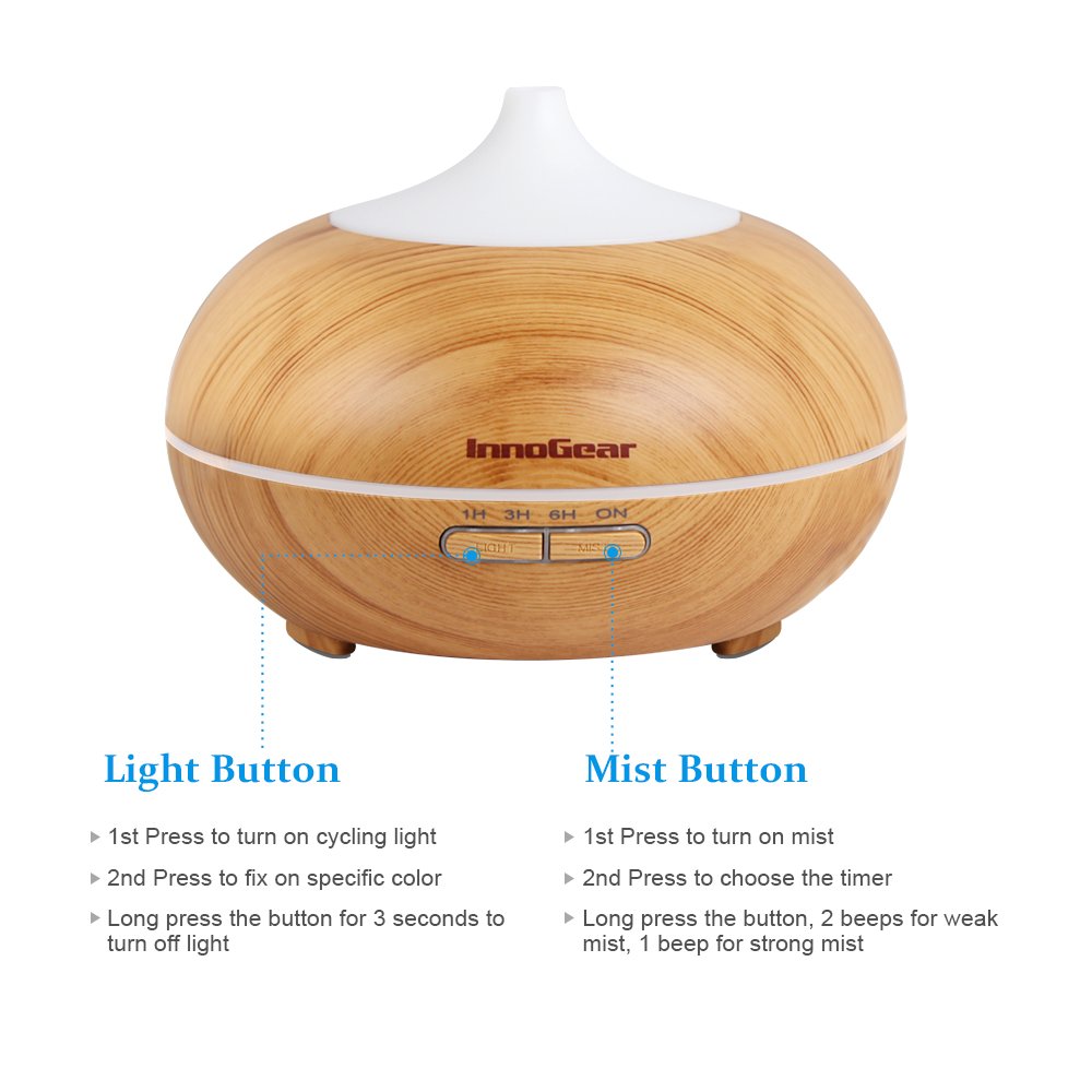 InnoGear 300ml Aromatherapy Essential Oil Diffuser Wood Grain Aroma