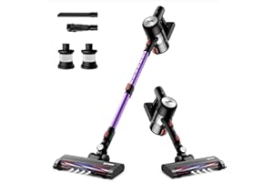 Ganiza Cordless Stick Vacuum, 6-in-1 Vacuum Cleaner Cordless Up to 40 Mins Runtime Detachable Battery, Lightweight Powerful Suction with LED Headlights for Multi-Flooring Deep Clean