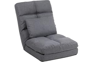 FLOGUOR Chaise Lounge Indoor, 14-Position Floor Chair with Padded Pillow for Adults Kids, Folding Lazy Sofa Chair for Living Room, Bedroom, for Gaming Reading 8823GR