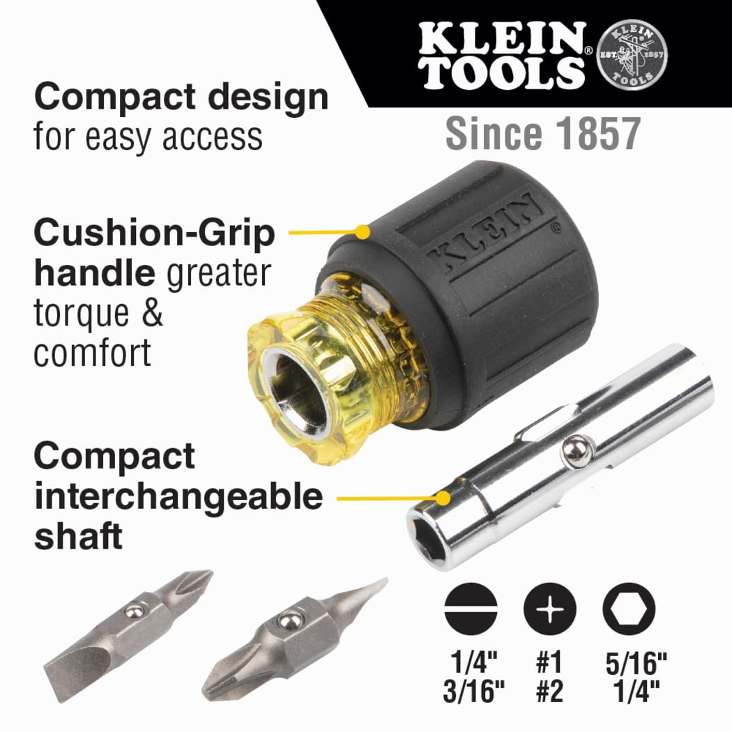 Klein Tools 80045 Screwdriver and Nut Driver Tool Kit, Includes Magnetic 11 in 1, Multi-Bit Stubby and Electronics Screwdrivers, 3-Piece