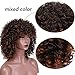 AISI HAIR Curly Afro Wig with Bangs Shoulder Length Wig Mixed Wig Curly Synthetic Wig Black Wig Afro Kinkys Curly Hair Wig Synthetic Heat Resistant Wigs Curly Full Wigs for Black Women
