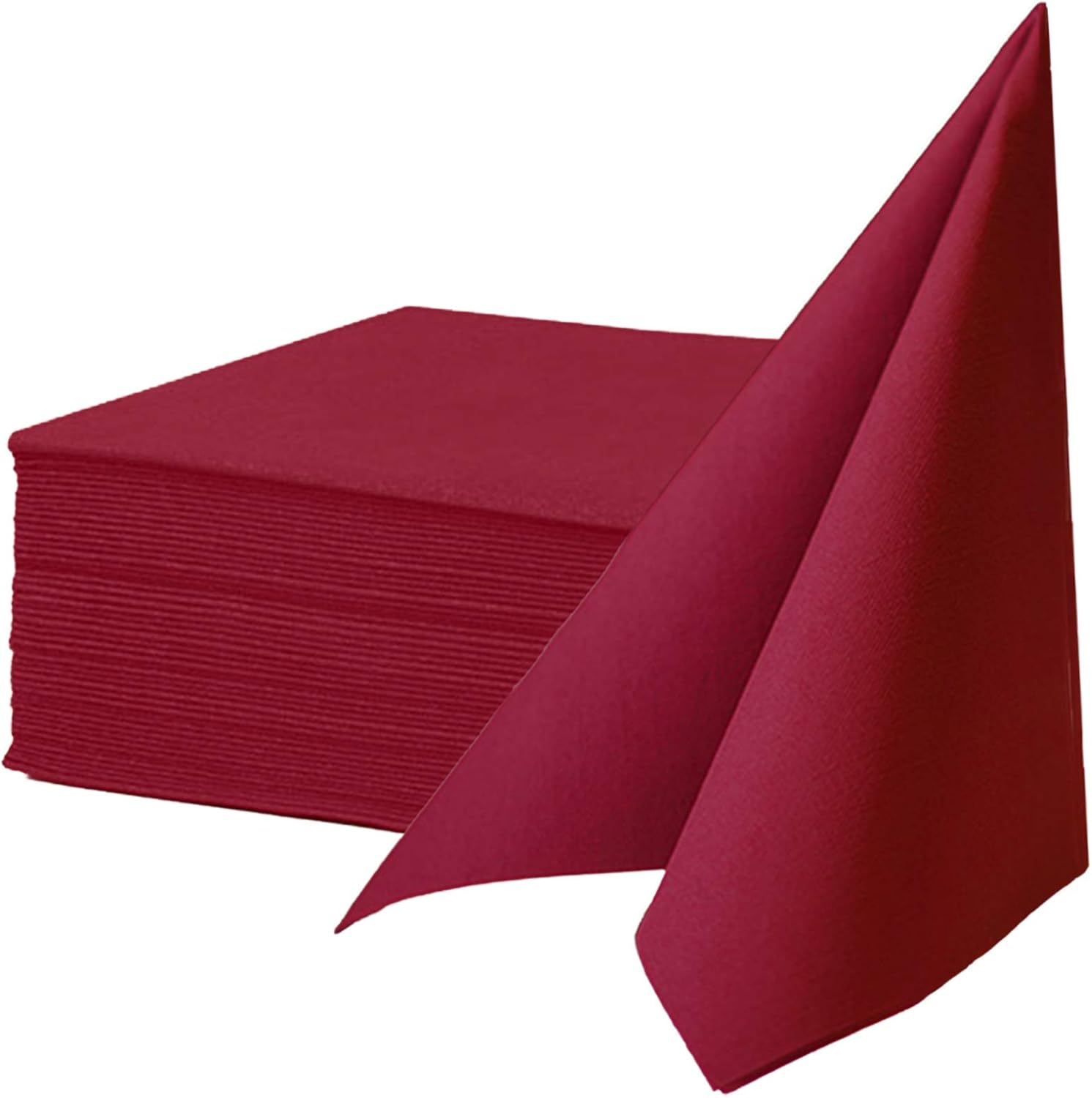 KMAKII Cloth Like Napkins,Disposable Napkins,Air-laid Dinner Napkin,Premium Colored Napkins Ideal For Dinner, Events, Weddings&Party,Durable, Elegant,Burgundy Red, Set of 50 16 x 16 inches