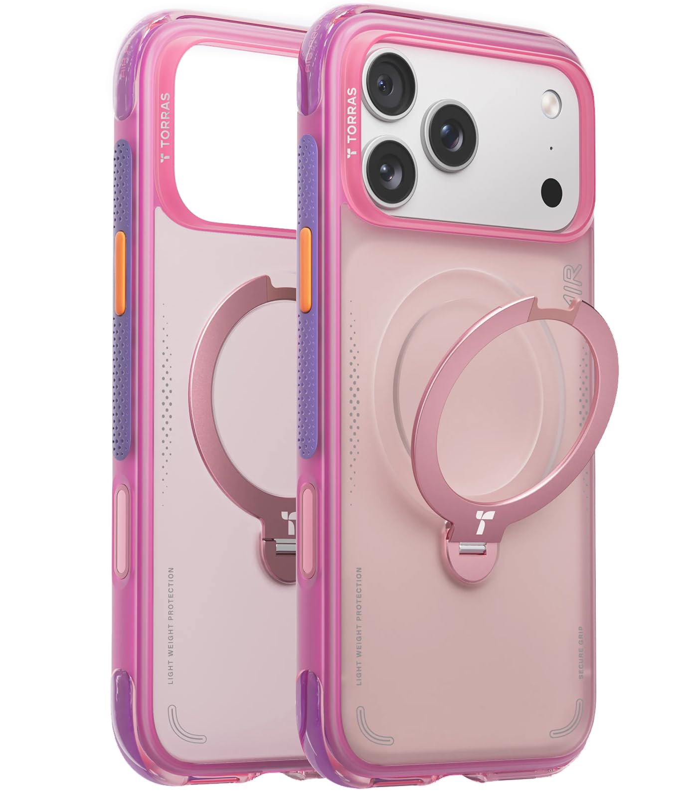 Photo 1 of TORRAS Ostand Q3 Air for iPhone 17 Pro Case 6.3'' with Stronger Magnetic Stand, Fit for Magsafe, Airbags Miltary Protection, Camera Control for iPhone 17 Pro Case, Shockproof & Stylish, Neon Pink