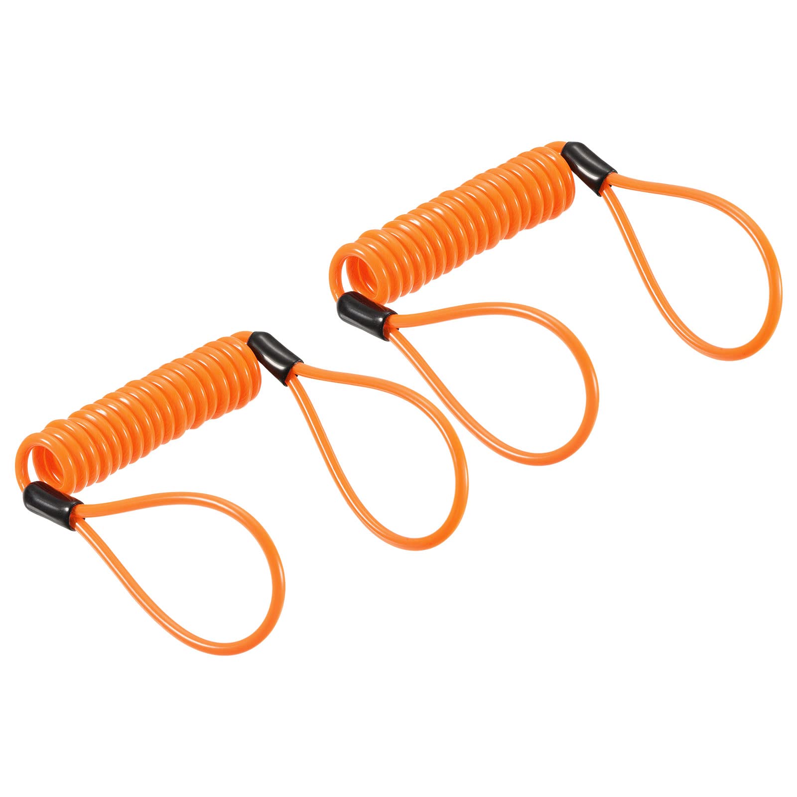 PATIKIL Security Steel Cable 3.5mm x 1.2m/3.94ft Coated Spring Luggage Lock Wire Rope with Double Loop Orange 2 Pack