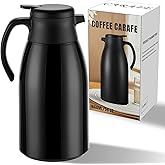 PARACITY Thermal Coffee Carafe with Stainless Steel Liner, Coffee Carafes for Keeping Hot, Double Walled Vacuum Insulated Coffee Urn for Coffee & Tea, Home & Office (56OZ - Black)