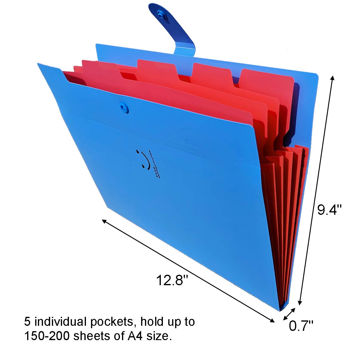 Expanding File Folders with 5 Pockets A4 Letter Size with 34 Pcs Labels