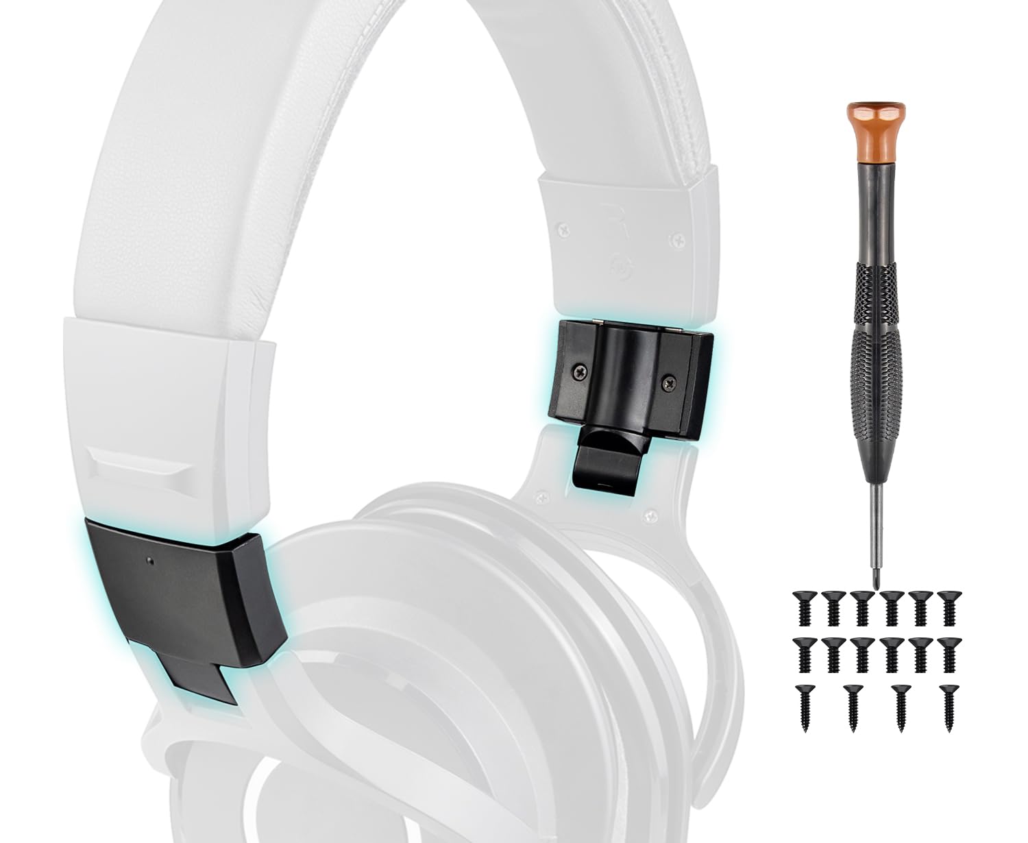 SOULWIT Replacement Headband Hinge Swivel Connectors (2 Sets) for Audio Technica ATH M40, M40X Headphones, End Caps Repair Parts Kit - Black