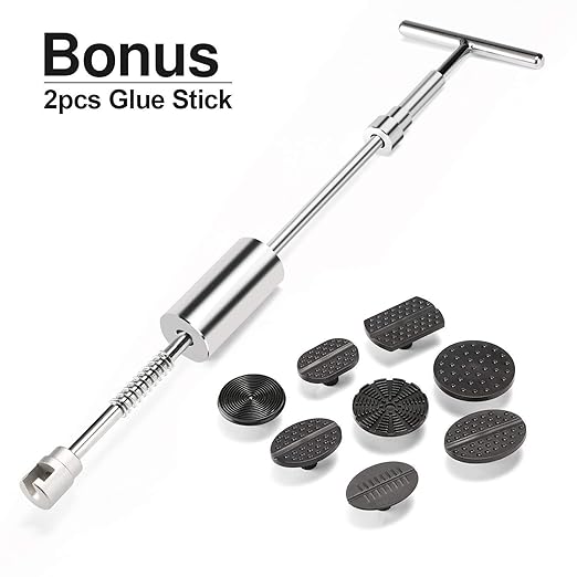 KFZ Dellen Reparatur-Set, Paintless Auto Dellen Repair Puller Kits, Paintless Dent Reparatur Werkzeuge mit T-Bar Gleithammer 