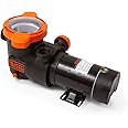 BLACK+DECKER Pool Pump, Energy Efficient Single Speed Pool Pump for Above Ground Pools with Filter Basket, 1HP