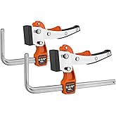 Jorgensen 6-5/8" Ratcheting Table Clamps, Track Saw Clamps, 2-Pack | Quick-Release Guide Rail Clamps for MFT Table &amp; Guide Rail System, 2-7/8" Throat Depth, 400 lbs Load Limit