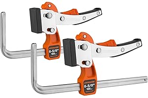 Jorgensen 6-5/8" Ratcheting Table Clamps, Quick Release Track Saw Clamps, Guide Rail Clamp for MFT Table and Guide Rail System, 2-7/8" Throat Depth, 400lbs Load Limit, 2 Pack
