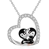 POPKIMI Penguin Necklace Sterling Silver Crystal Penguin Jewelry Penguin Gifts for Penguin Lover Women