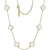 Aimétte Monette 18K Gold/Silver Plated Four Leaf Clover Necklace Dainty Non Tarnish Gold Necklace for Women Trendy Lucky Jewelry Gift Valentines Day Gifts