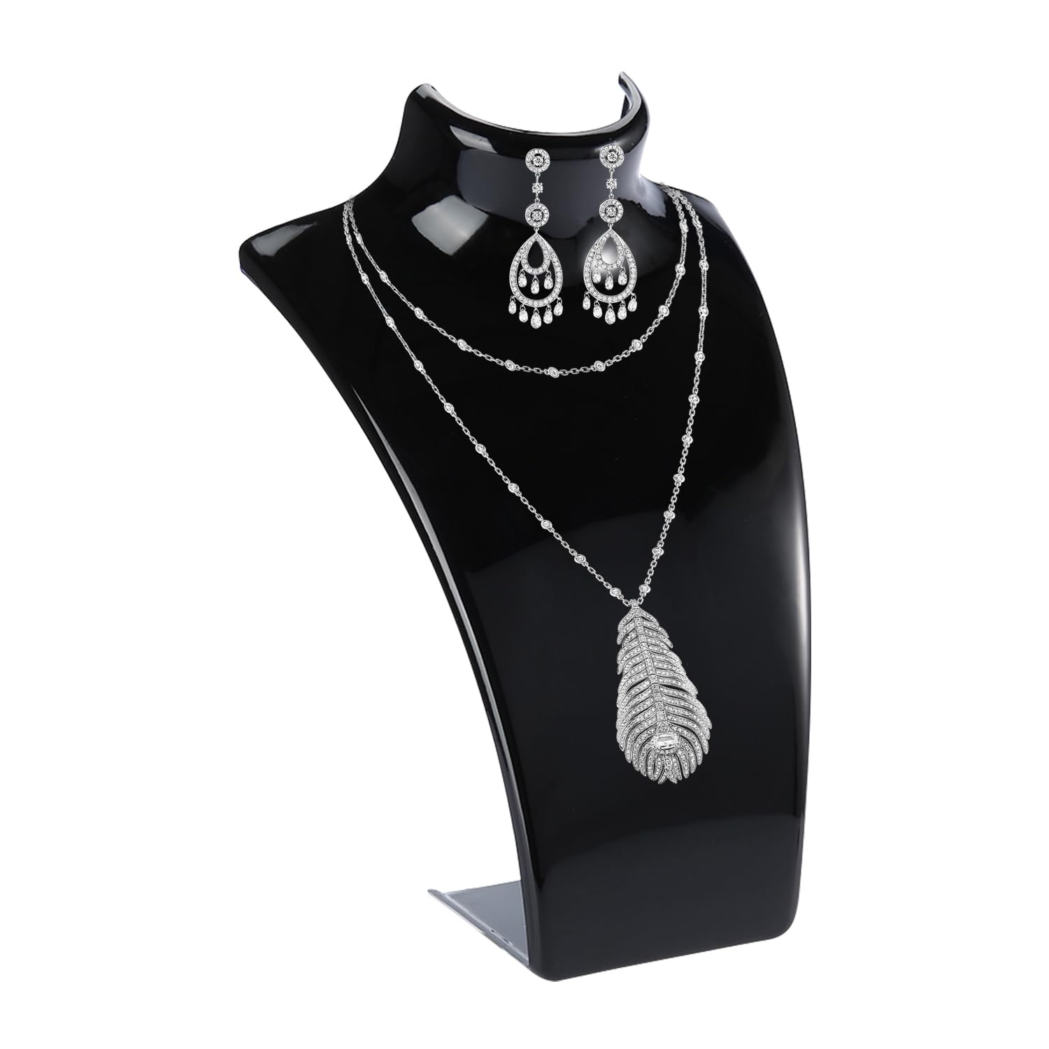 Hapivida Jewelry Display Stand, 20cm Height Necklace Display Bust Pendant Display Holder Jewellery Chain Organizer Mannequin Model for Necklaces Earrings Jewellery (Black)