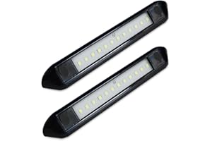 Dream Lighting 12V Waterproof Awning Lights/RV LED Porch Lights/Exterior LED Lights for Trucks, Motor home, Trailer and Boat, 9.84inch, Cool White, Black Shell, Pack of 2