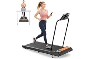 HOELLL Treadmills for Home Small with 0%-8% Incline and APP Sync, Compact Under Desk Walking Treadmill Pad with Handle Bar Removable, Remote Control and LED Display, 2.5HP