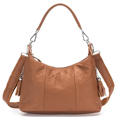 Brenice Women Shoulder Bag, Brenice National Style Vintage Genuine Leather Casual Crossbody Bag Handbag Brown 12.59x 4.72x 9.05(LxWXH)