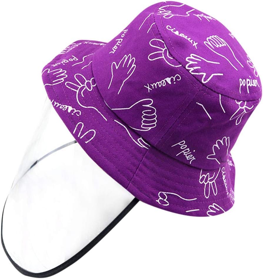 Malltop Anti-spitting Protective Hat Clear Face Shield Dustproof Cover Kids Boys Girls Fisherman Cap Hat