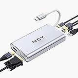 6-in-1 USB C Hub,USB C Dongle Thunderbolt 3 to USB with RJ45 Ethernet Port,4K USB C to HDMI,VGA,USB 3.0 Ports,60W USB C PD Ch