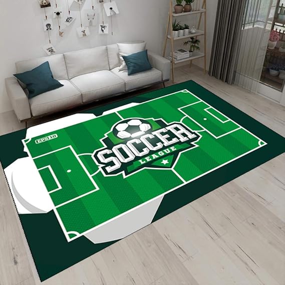 ALIANSHUO Green Football Carpet Kids Room Soccer Rug Parlor Bedroom