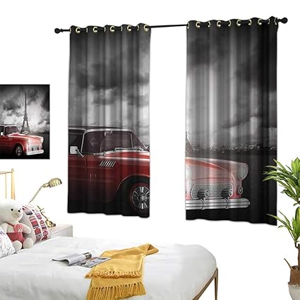Amazon Com Kitchen Curtains Paris Fancy Vintage Car With Tour