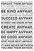 Mother Teresa Anyway Quote Poster 13 x 19in