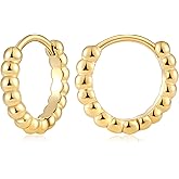 Fiusem Huggie Hoop Earrings for Women 14K Gold Plated, Small Dainty Earrings for Women, Hypoallergenic Hoops 8/10/12 mm