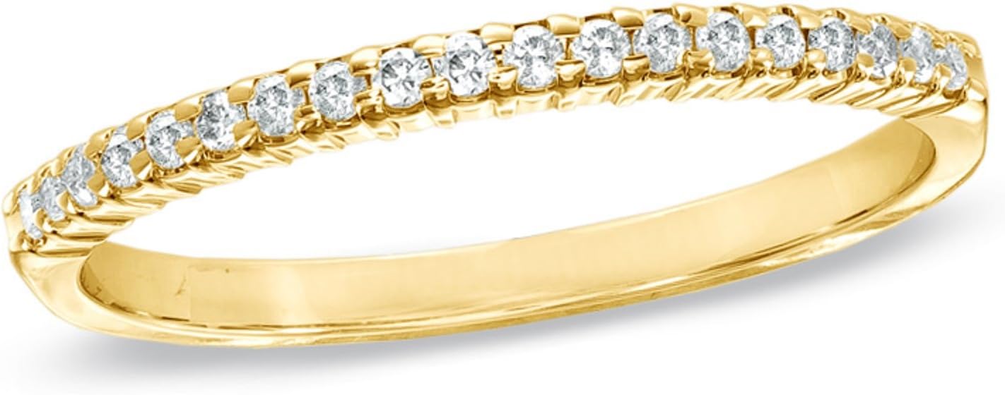 0.65 ct Brilliant Round Cut Cubic Zirconia Band in Solid 14K Tri-Gold