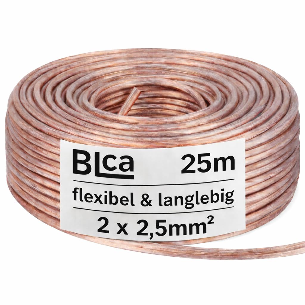 DCSk BLca Speaker Cable - CCA Copper Speaker Wire - 25m - 2 x 2.5mm² - HiFi or Car Audio
