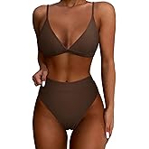 SUUKSESS Women High Waisted High Cut Bikini Set Sexy Triangle Two Piece Swimsuits