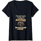 Womens Zodiac Sign Aries Astrology Funny Saying Humour V-Neck T-Shirt