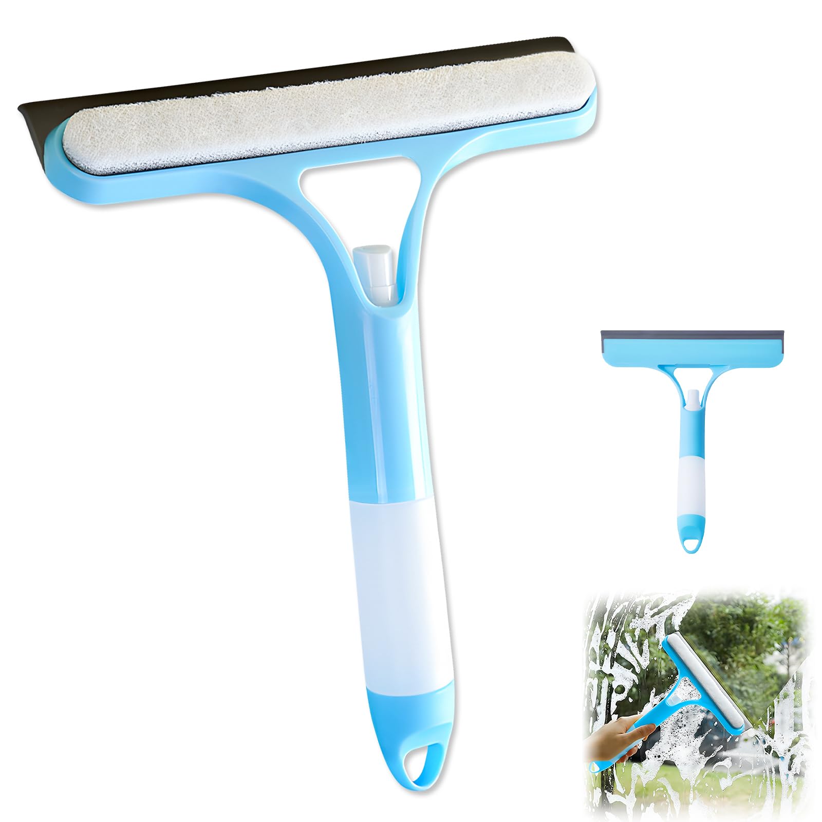 Photo 1 of 3 in 1 Window Cleaning Scraper,3 in 1 Spray Squeegee,Window Squeegee with Spray,Windows Squeegee Cleaner Tool with SprayBottle,All-Purpose Shower Glass,Mirrors,Car,Home Window Cleaner Tool(Blue)