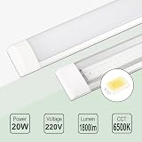 muzha 2 Pack LED Batten Lights 2FT 20W 6500K Daylight Surface Mounted view 3